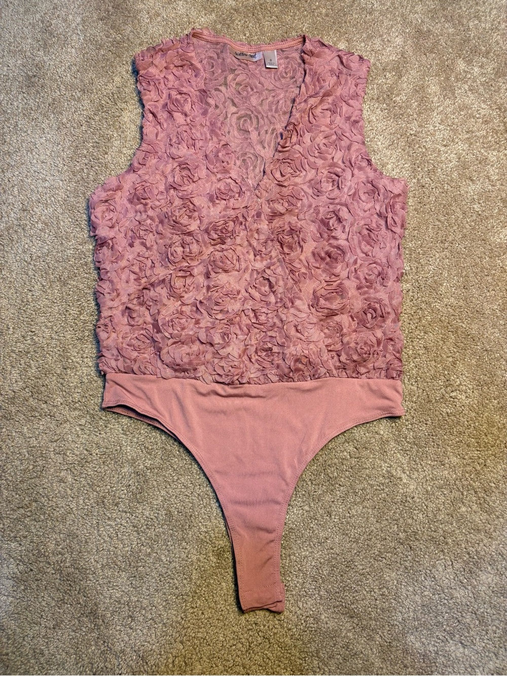 Pink Floral Lace One-Piece Bodysuit